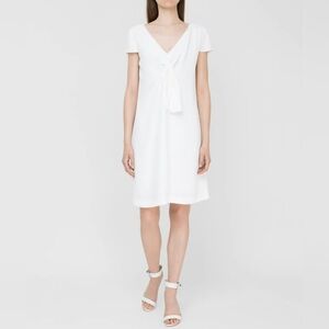 Lanvin White Dress, Silk Lining, Knot Front Accent, T38 (Medium) Party Bridal